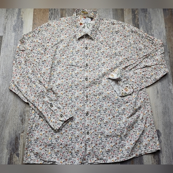 Portomar Slim Fit XXL Men's Button Down Micro Butterfly Print Flip Cuffs - Picture 1 of 8